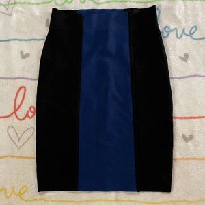 Black Blue Stripe Bodycon Pencil High Waist Skirt Womans sz Medium